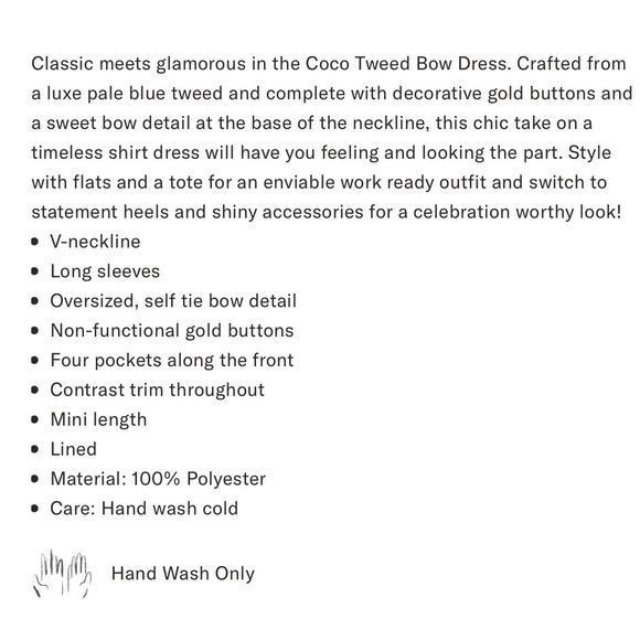 TUCKERNUCK Pomander Place Light Blue Coco Tweed Bow Dress NWT Size XXXL - Picture 8 of 9